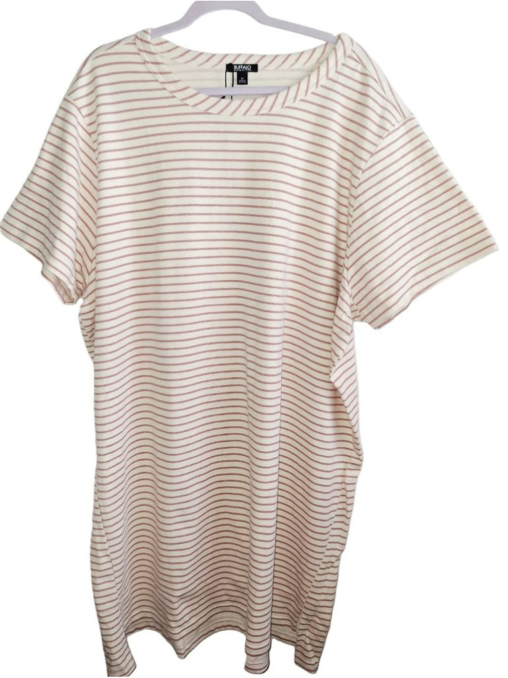 Buffalo David Bitton Striped T-Shirt sweatshirt Dress 3X Beige Pink coastal
